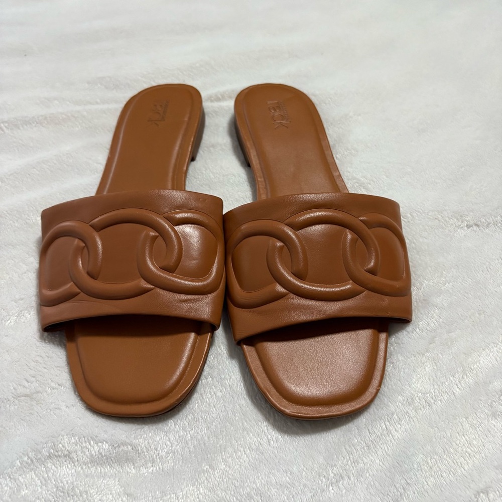 Nordstrom rack Slide Sandals in a brown leather finish 10
